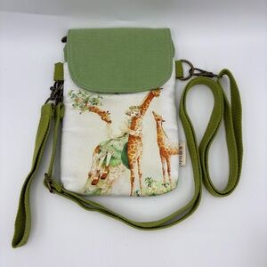Green and Beige Giraffe Print Crossbody Bag